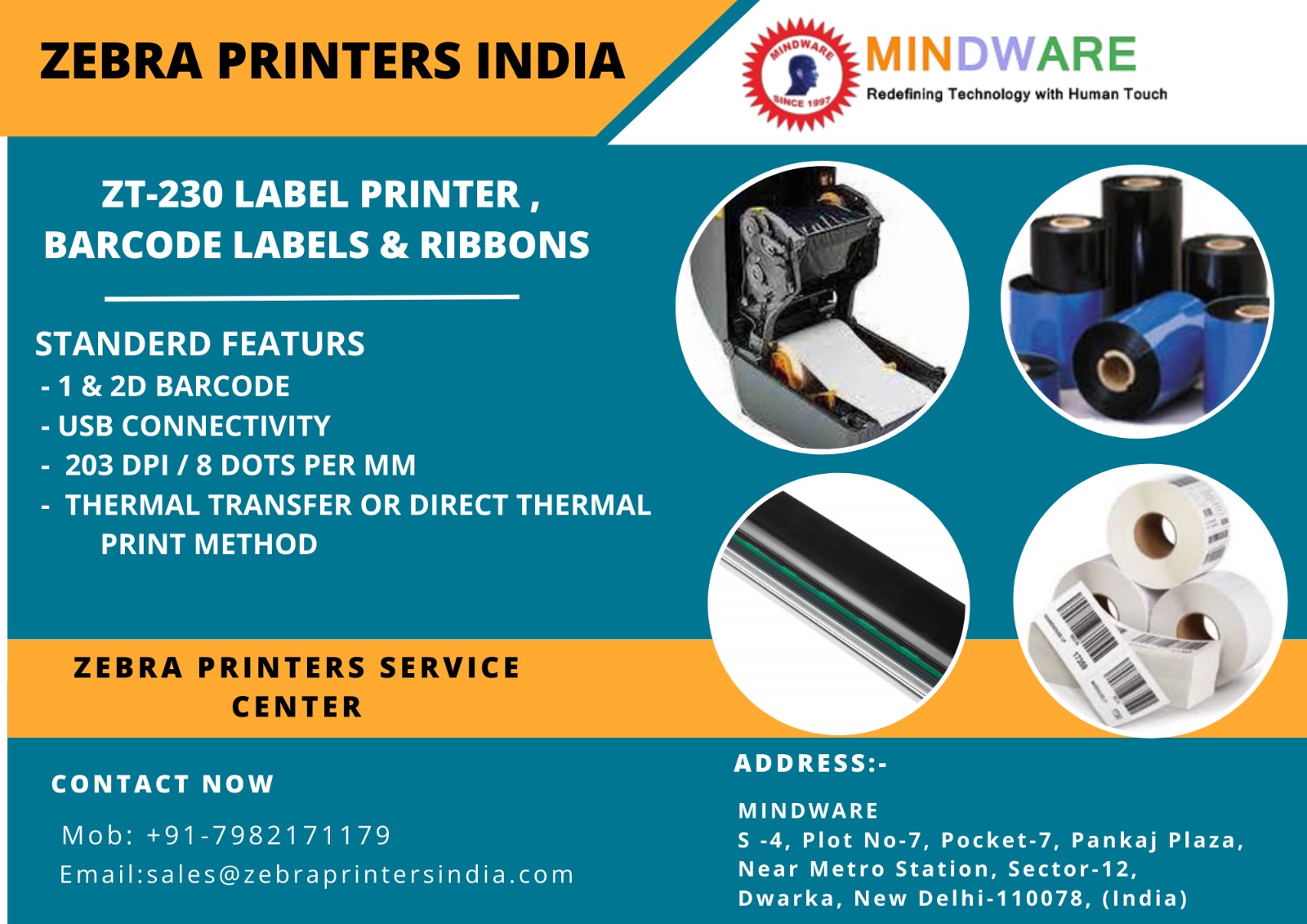 Zebra ZT-230 Industrial Barcode Label Printer By Mindware