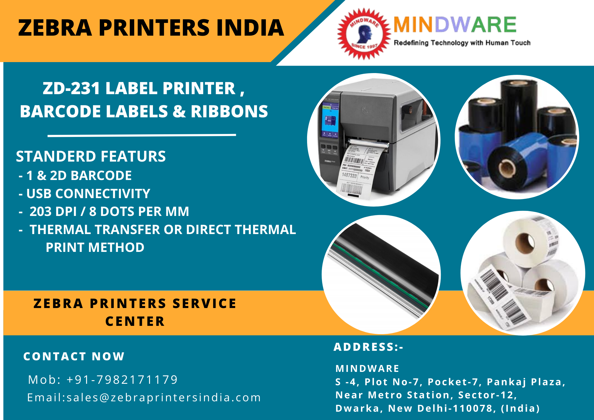 Zebra ZT-231 Industrial Barcode Label Printer By Mindware