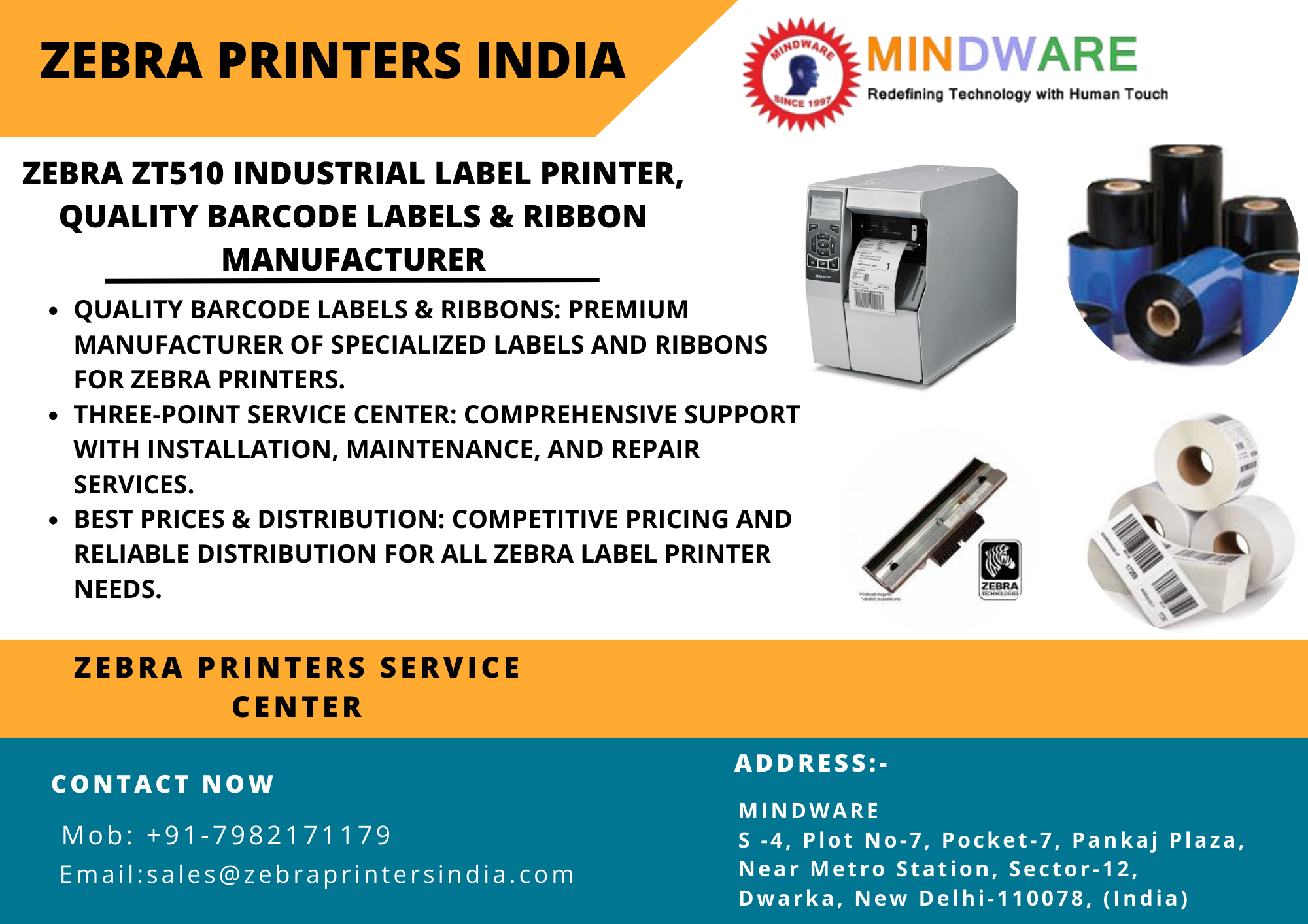 Zebra ZT510 Industrial Barcode Label Printer By Mindware